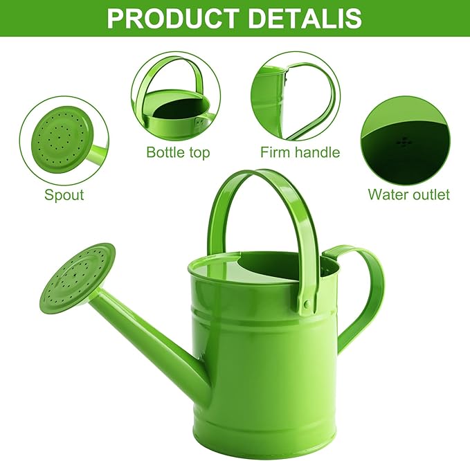 Finderomend Watering Can, Metal Watering Can 1.5L/51oz, Iron Art for Watering Bucket Home Office Small Portable Indoor Watering Equipment (Green)