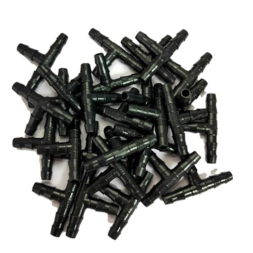 Barbed Connectors Drip Irrigation, 1/4" Universal Barbed Tee Fittings(100pcs 1/4" Tee Fittings)