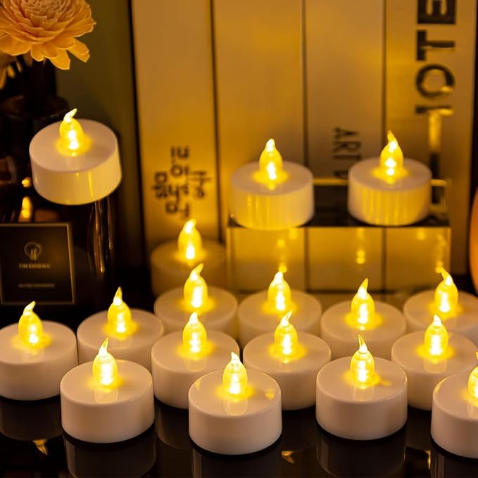 LED Tea Lights Candles- 100Pack Flameless Candles Realistic and Bright Flickering Long Lasting 200Hours for Holiday Celebration,Party, Home Decoration WarmYellow,Battery Operated