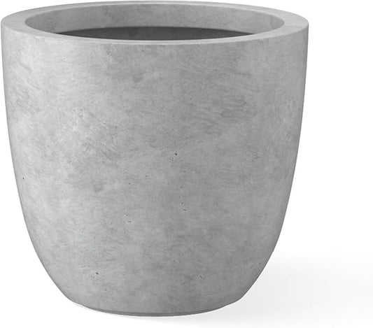Kante 18 Inch Dia Round Concrete Planter, Indoor Outdoor Large Plant Pot with Drainage Hole and Rubber Plug for Home Patio Garden, Natural Concrete