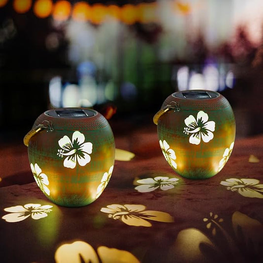 2 Pack Solar Lanterns Outdoor Hanging, Metal Table Solar Lanterns Outdoor Waterproof with Handle, LED Solar Lantern for Patio Lawn Tabletop Decor Christmas Gifts