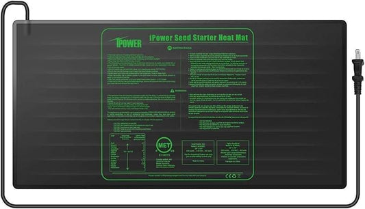 iPower GLHTMTL-A 48" x 20" Waterproof Durable Seedling Heat Mat Warm Hydroponic Plant for Indoor Gardening Germination Starting, Black