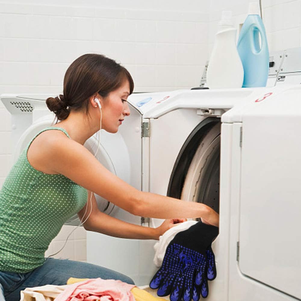 Comsmart BBQ Gloves, 1472F Heat Resistant Silicone Non-Slip Oven Mitts, Long Kitchen Gloves Perfect for Grilling, Cooking, Baking, Cutting, Blue