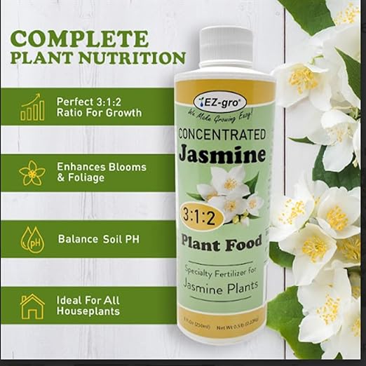 EZ-GRO Professional Liquid Jasmine Fertilizer - 8 oz Bottle | 3:1:2 Concentrated Nutrients for Indoor Plant Food | Houseplant Fertilizer for Jasmine Flowers| Promotes Vibrant Plants & Strong Roots