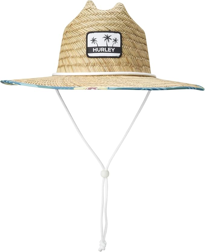 Hurley Women's Straw Hats - Real Straw Hat Medium Brim and Adjustable Chin Strap
