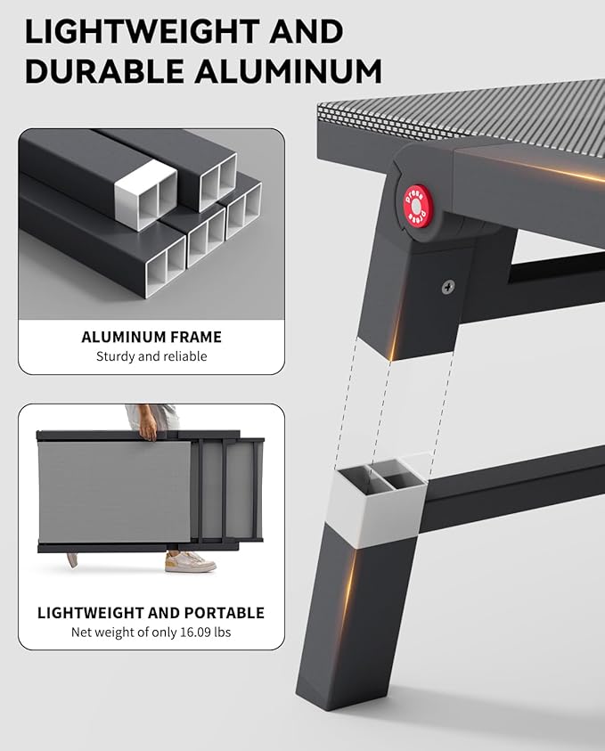 Aluminum Chaise Lounge Chair Outdoor, Foldable Patio Lounge Chair Assemble-Free, Pool Lounge Chairs with 5 Adjustable Backrest, Outdoor Lounge Chairs for Outside Poolside Beach Lawn Grey