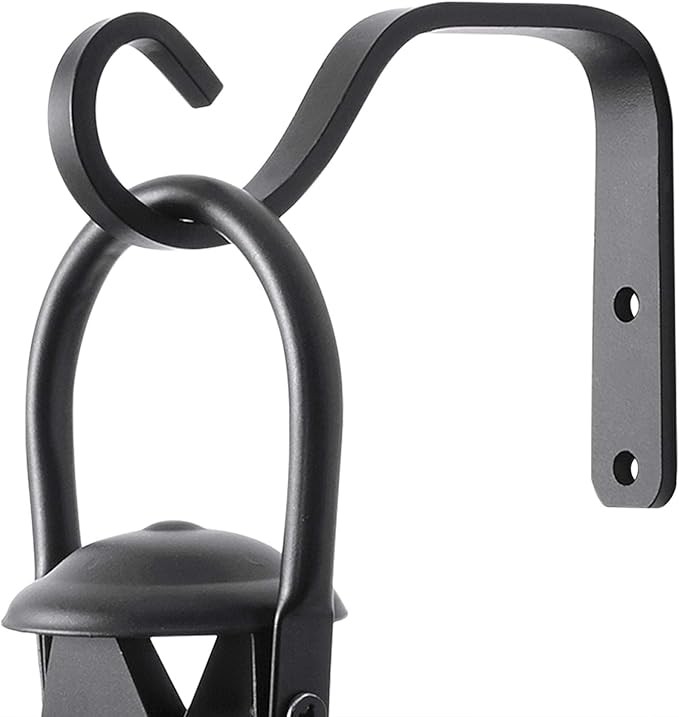 2Pcs 5in Decorative Outdoor Iron Wall Hooks for Hanging Lantern Jar Sconce Solar Light Small Planter Bird House, Black