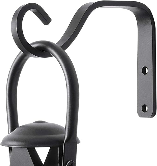 2Pcs 5in Decorative Outdoor Iron Wall Hooks for Hanging Lantern Jar Sconce Solar Light Small Planter Bird House, Black