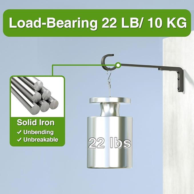 14.17 Inch Black Heavy Duty Outdoor Plant Hangers for Hanging Baskets, Iron Hanging Plant Brackets for Hanging Plants Outside, Metal Plant Hooks Plant Wall Hooks for Hanging Lantern (2 pcs)