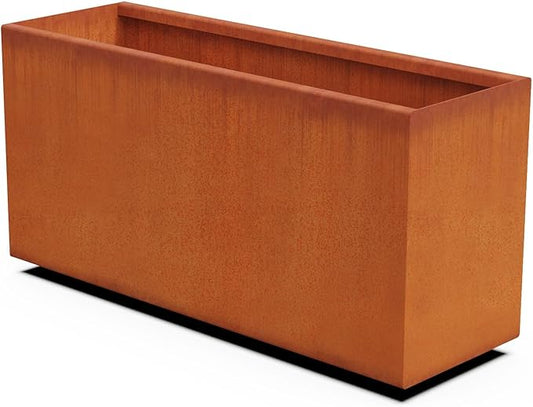 Corten Steel Planter Rectangle Outdoor Metal Garden Box Heavy Duty | Made in USA | Fully Assembled