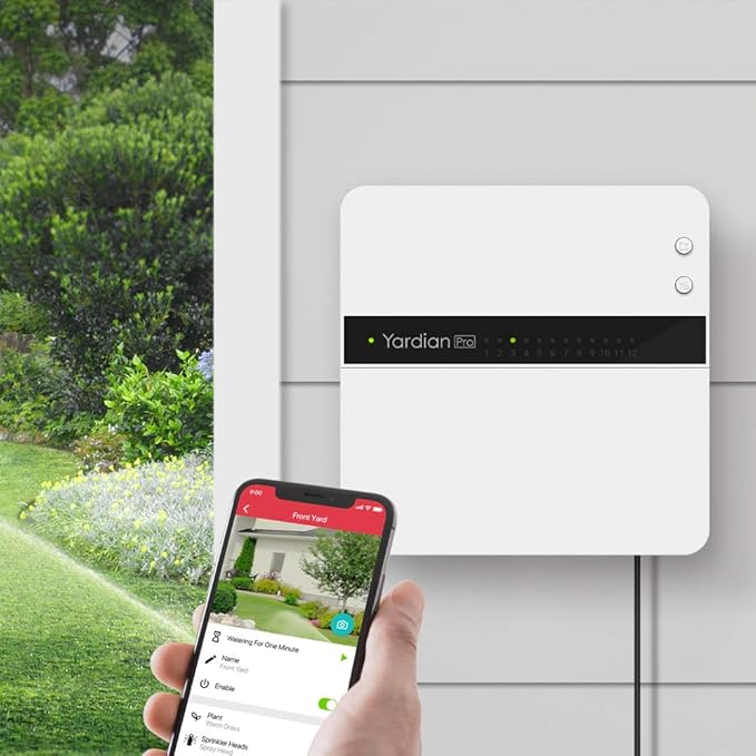 Yardian Pro Smart Sprinkler Controller 8 Zone - Control Buttons, Apple HomeKit, Alexa, Google Assistant and Home Assistant Compatible, Enhanced Wi-Fi, RJ45, Level VI Worldwide Power Supply