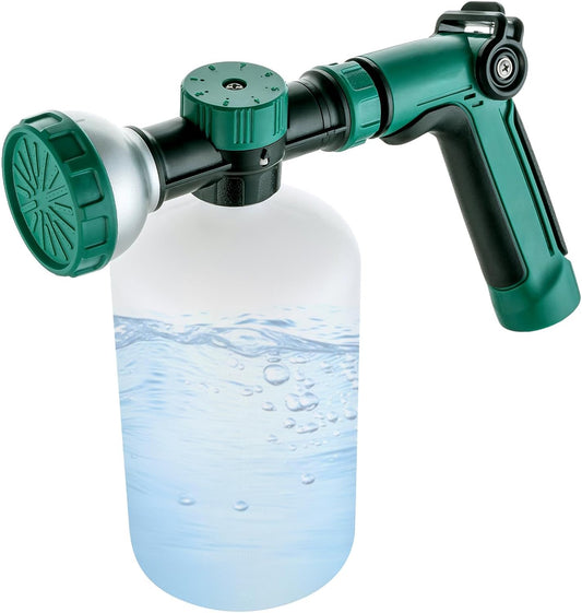 VENETIO 8-Dial Hose-End Sprayer for Liquid Fertilizer & Chemicals | Multi-Purpose Lawn and Garden Nozzle Spreader for Uniform Fertilizing, Pet Washing and Outdoor House Cleaning, 34oz Dispenser Bottle