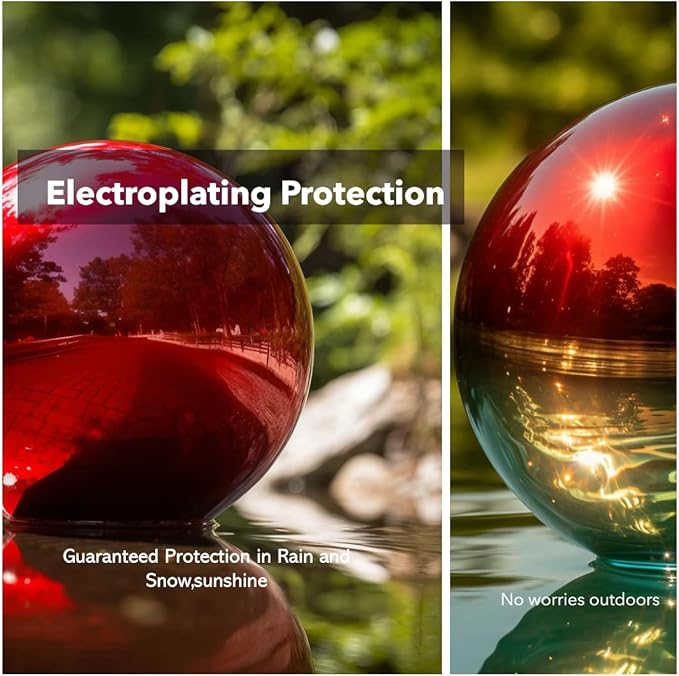 10 Inch Stainless Steel Gazing Globe,v2croft Hollow Ball Mirrored Surface Polished Shiny Sphere,Garden Stainless Steel Gazing Ball for Outdoor Lawn Pond Yard Ornament(red)