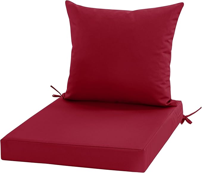 Outdoor Chair Cushions, Waterproof Outdoor Cushions for Patio Furniture w/Fade-Resistant, Removable & Machine-Washable Covers, 19x19 Inch, Ideal for Seat in Gardens/Porch – Set of 1/2/4, Burgundy