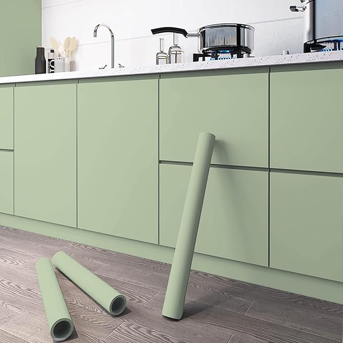 Dimoon 78.7''x17.3'' Green Skin Peel and Stick Wallpaper Contact Paper Modern Self Adhesive Wall Paper Removable Renter Friendly Textured Solid Color Vinyl Roll (78.7''x17.3'',Light Green Skin)