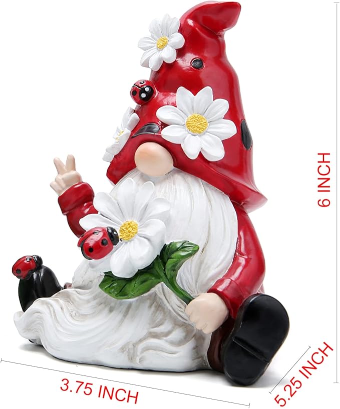 Hodao Ladybug Spring Gnomes Decorations Ladybug Gnomes Ornaments Decor Gifts Summer Gnomes Figurines Ladybug Gnomes for Outdoor Garden Decor Ladybug Birthday Gifts for Mom, Women, Grandma