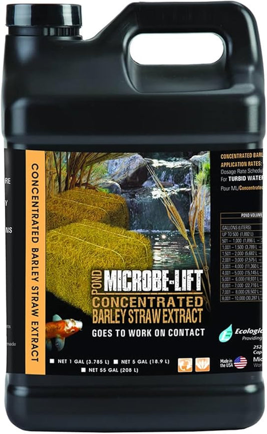 MICROBE-LIFT MLCBSE5G Concentrated Barley Straw Extract Conditioner for Ponds and Outdoor Water Garden, Safe for Live Koi Fish, Plants, and Decorations, 5 Gallons