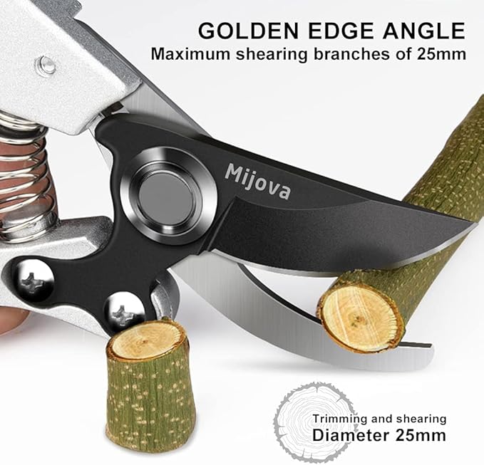 Garden Pruners, Heavy Duty Garden Clippers,Pruning Shears with Adjustable Thumb Lock,Hand Gardening Tools Pruners,Stainless Steel Sharp Gardening Scissors (MJ001)
