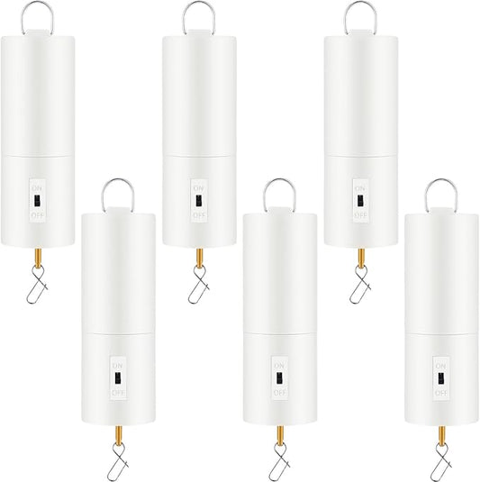 Therwen 6 Pcs Ornament Spinner Battery Operated Wind Spinner Motor Rotator Disco Ball Motor Outdoor Hanging Ornament for Halloween Mardi Gras Decoration, No Battery(White)