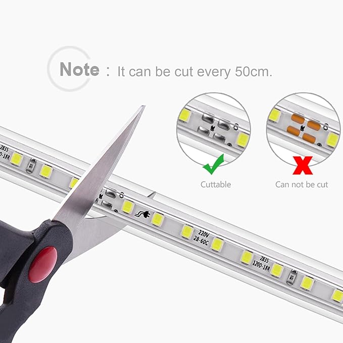 Outdoor LED Strip Lights,AC110V 65.6FT/20M LED Light Strip,IP65 Waterproof 3500K Flexible LED Rope Lights for Patio Backyard Garden Kitchen Lighting(65.6FT, Warm White)