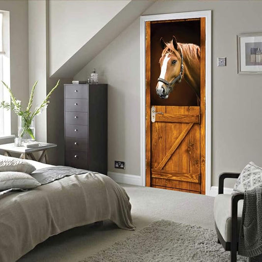 3D Peel and Stick Murals - Horse - Wallpaper Self-Adhesive Decals Removable PVC Waterproof Door Poster for Bedroom Living Room 31.5" x 78.7"