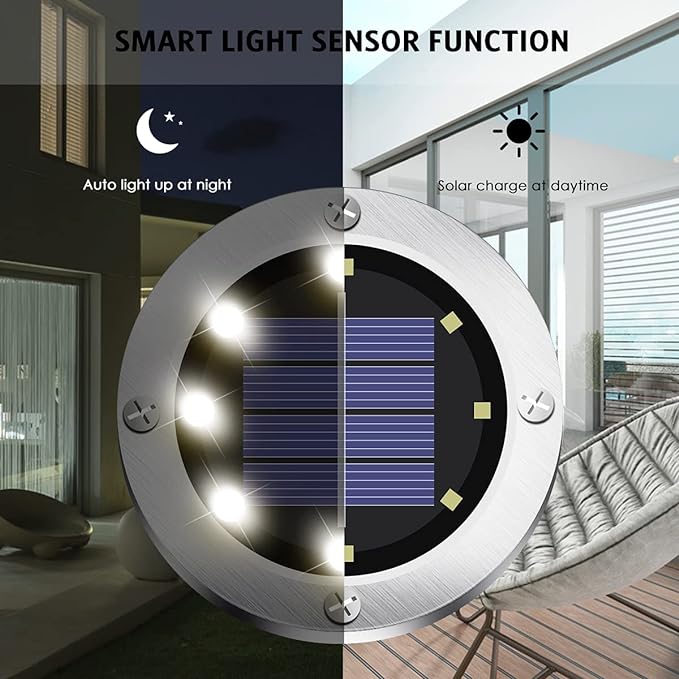 Solar Lights Outdoor,12 Pack Solar Lights Outdoor Waterproof,Solar Garden Lights Landscape Lighting for Outside Patio Pathway Yard Lawn Driveway Deck Step Walkway(White Light)