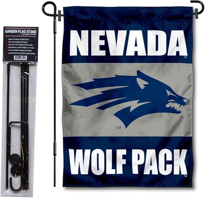 College Flags & Banners Co. Nevada Wolfpack Garden Flag with Pole Stand Holder