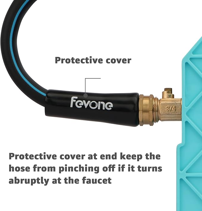 Fevone 50 ft Garden Hose, Heavy Duty Water Hose, Hybrid Polymer, Kink Resistance, Flexible, Durable, Solid Brass Fittings, 3/4" GHT, 5/8" ID, 600 PSI,