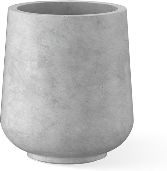 Kante 11.6" Dia Round Concrete Planter, Outdoor Indoor Large Plant Pots Containers with Drainage Hole and Rubber Plug for Home Garden Patio, Natural Concrete