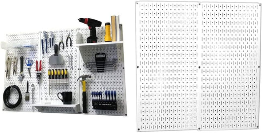Wall Control Pegboard Organizer 4 ft. Metal Standard Tool Storage Kit With White Toolboard and Accessories - 30-P-3232W