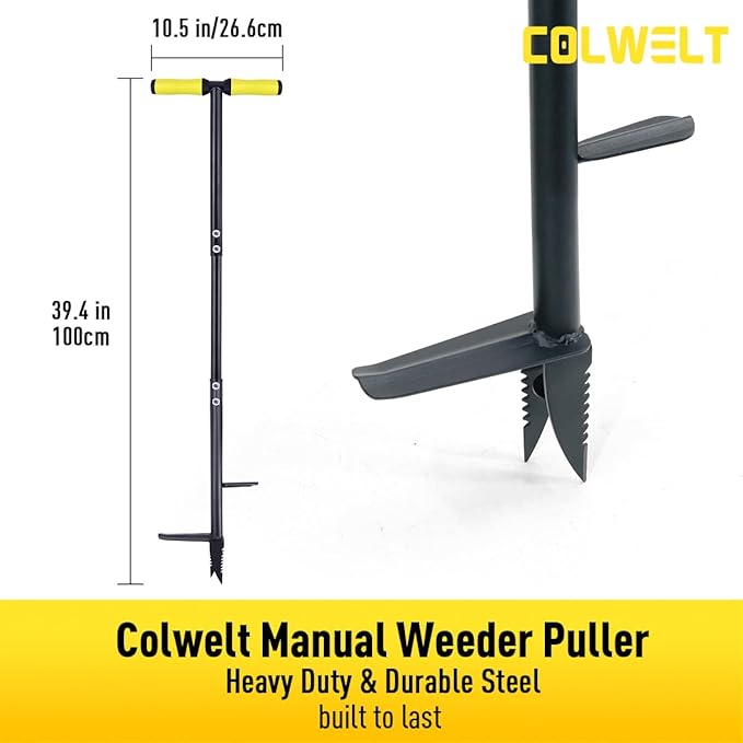 Colwelt Weed Remover Tool 39’’, Weed Puller Root Remover with Thick Steel Claw, Long Handled Weeding Tool with Easy Foot Ejector, Stand Up Garden Weeder Tool for Lawn Grass Dandelion Removal