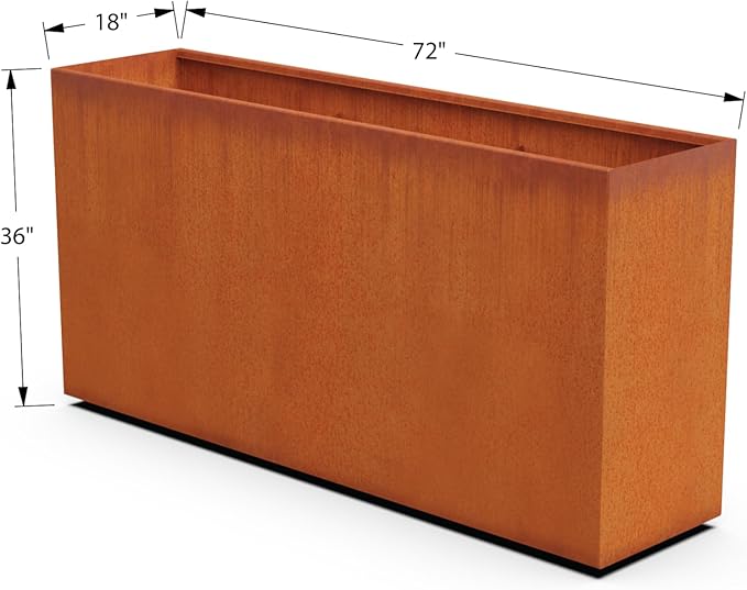 Corten Steel Planter Rectangle Outdoor Metal Garden Box Heavy Duty | Made in USA | Fully Assembled