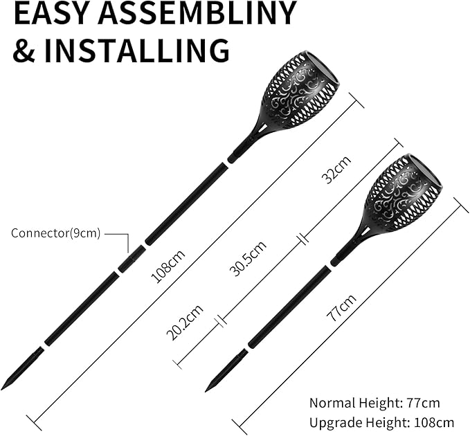 I-SHUNFA 96 LED Outdoor Waterproof Solar Torch Lights with 3 Modes—Flickering Flame, Fade Effect, or Full Brightness! Automatic On/Off Landscape Decorations and Security Lights