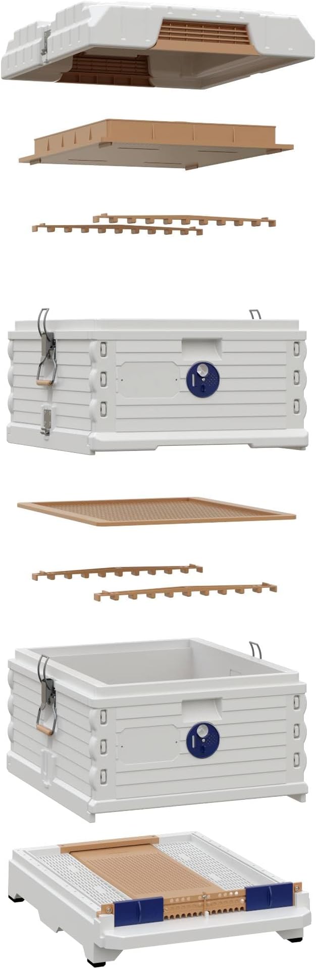 Ergo Insulated 10 Frame Bee Hive Set [NO Frames Included] (Double Deep, White Body Blue Entrance)