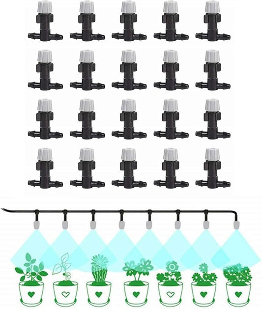 Plastic Mist Misting Nozzle Sprinkler Tee Joints for Misting Watering Plant Flower Cooling System Home Garden Irrigation, 20pcs