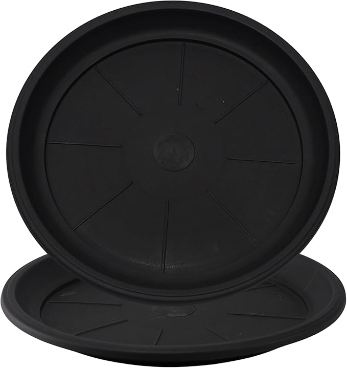 13" Heavy Duty Tray/Saucer (2 Pack) Country Look, Pot/Planter Base for Indoor/Outdoor Decor Use. Long Lasting, Reusable Light Weight (13 inches, Black)
