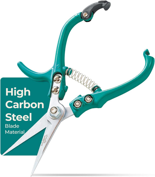 Modern Sprout Pruning Shears - Herb Snipping Scissors- Lightweight Gardening Tools W/Easy Lock - Flower Cutter Garden Shears - Carbon Steel Blade + Reusable Holster (Ocean, 1-Pack)
