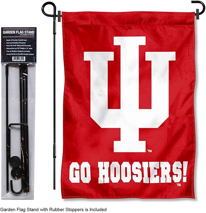 College Flags & Banners Co. Indiana Hoosiers Go Hoosiers Garden Flag with Pole Stand Holder
