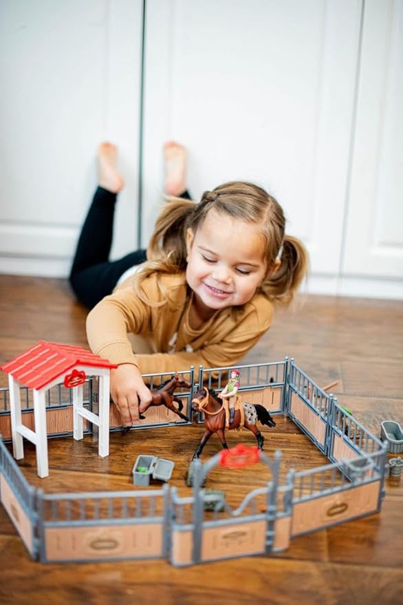 Horse Stable Playset, Horse Toys Set for Girls and Boys with Rider, Farm Animal Figurines Barn Toys, Pretend Play for Kids 3-5 6 7 8-10 Birthday Gifts