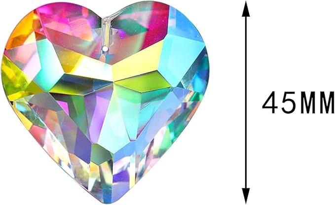 HDCRYSTALGIFTS 6pcs 50mm Crystal Heart Prism Suncatcher Window Sun Catchers Crystals Hanging Decorations Rainbow Maker Pendant Christmas Ornaments
