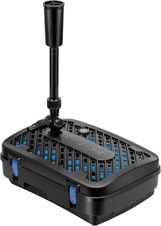 VIVOHOME All-in-One Pond Filter Fountain System Kits, 540 GPH Submersible Water Pump for Ponds up to 1060 Gallons