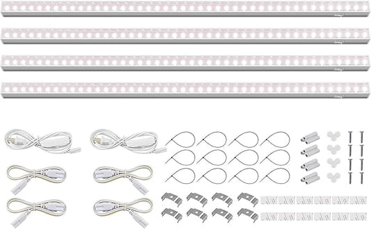 Barrina Grow Lights for Indoor Plants, Full Spectrum Sunlight, 2ft 40W (4 x 10W, 250W Equivalent), LED Grow Light Bulbs, T5 Grow Lights, Plug and Play, Pinkish White, 4-Pack