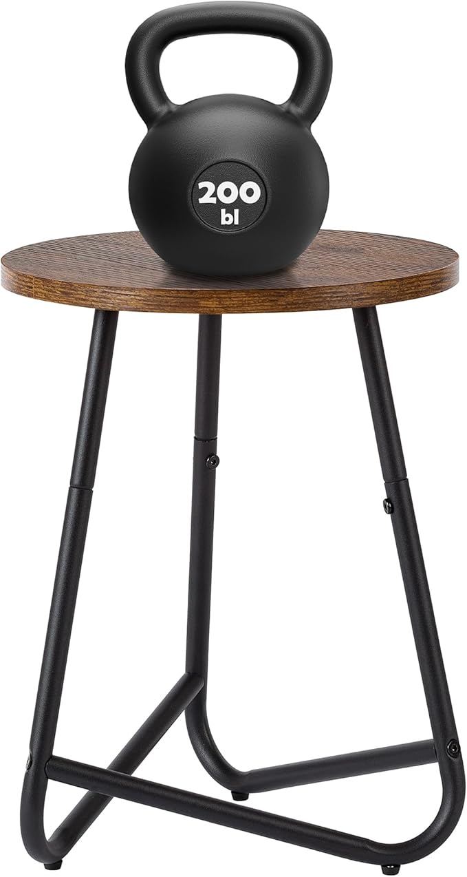 Indoor Plant Stand,Mid Century Wood Stand Plant Table,Modern Plant Stool for Outdoor,Metal Tall Holder for Flower Pots,Small Round Side End Table (Rustic Brown, 19 inch set of 2)