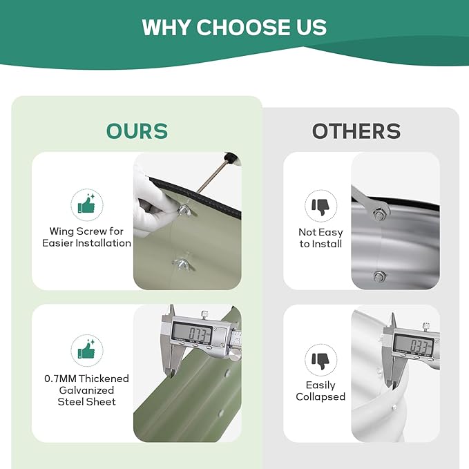 Galvanized Raised Garden Bed Outdoor - 4×2×1ft Planter Raised Beds for Gardening | Oval Metal Garden Planter Box with Safety Edging and Gloves for Vegetables Fruits and Flowers OliveGreen