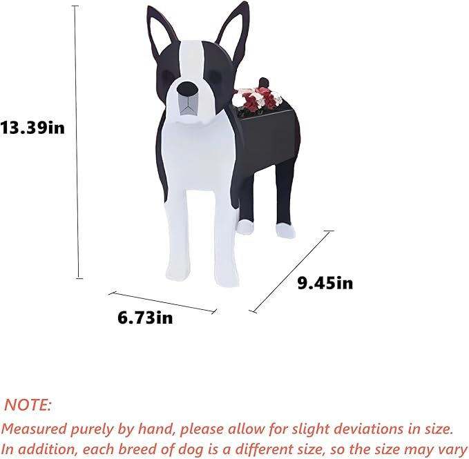 Boston Dog Planter Plant Pots,Cute Garden Dog Flower Planter,Dog Planters Birthday Gifts for Women,Office,Indoor/Outdoor Decor（9.45 * 6.73 * 13.39in）
