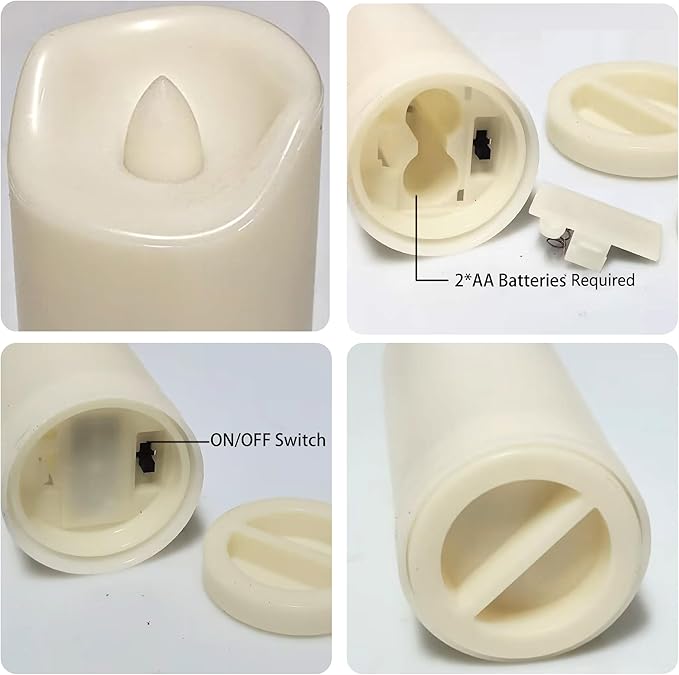 CANDLE CHOICE Waterproof Outdoor Battery Operated Flameless Candles with Auto Timer Flickering Plastic Resin Electric LED Slim Pillar Lights for Lantern Patio Garden Wedding Decorations 2”x5” 2 Pack