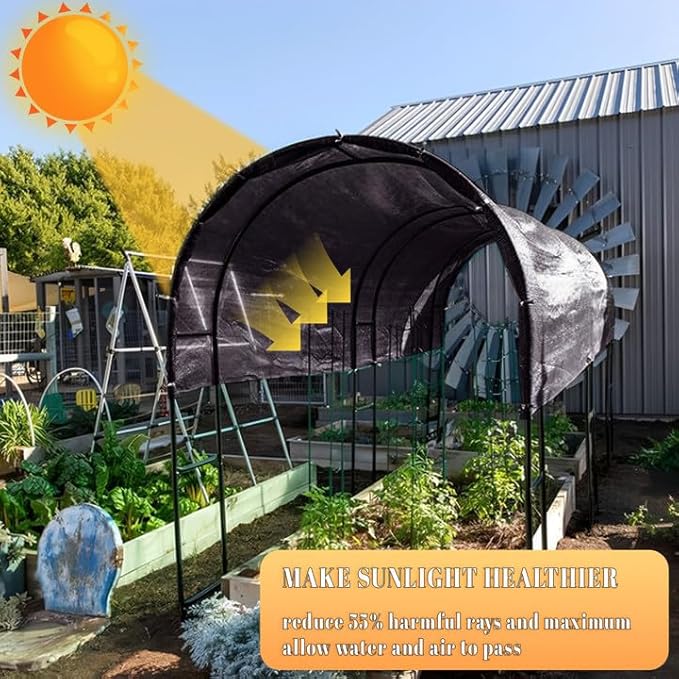 Cool Area 55% 6.5x10ft Sunblock Shade Cloth Cover Mesh UV Resistant Net for Garden Flower Plant Greenhouse, Black