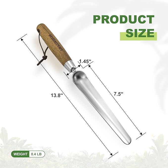 Haliaeetus Seeding Widger, Stainless Steel Garden Planting Trowel for Repotting, Long and Narrow Widger for Weeding from Tight Areas, Hand Transplanter with Wood Handle for Planting, Weeding, Digging