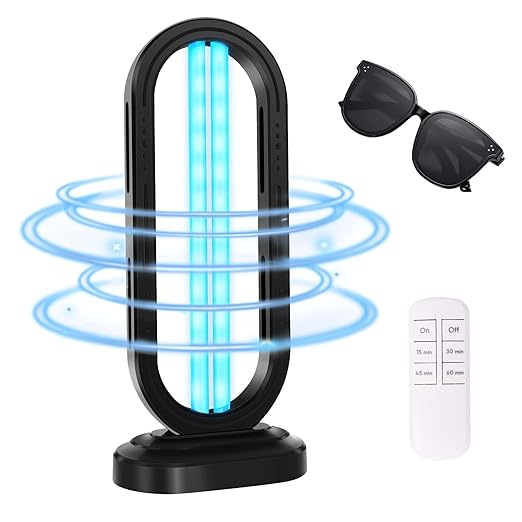 UV Light Sanitizer,UVC Home Disinfection Device 4-Speed Timing and Remote Control,Ultraviolet Light Sanitizer for Bed Bugs and Dust Mites,UV Lamp for Whole Room