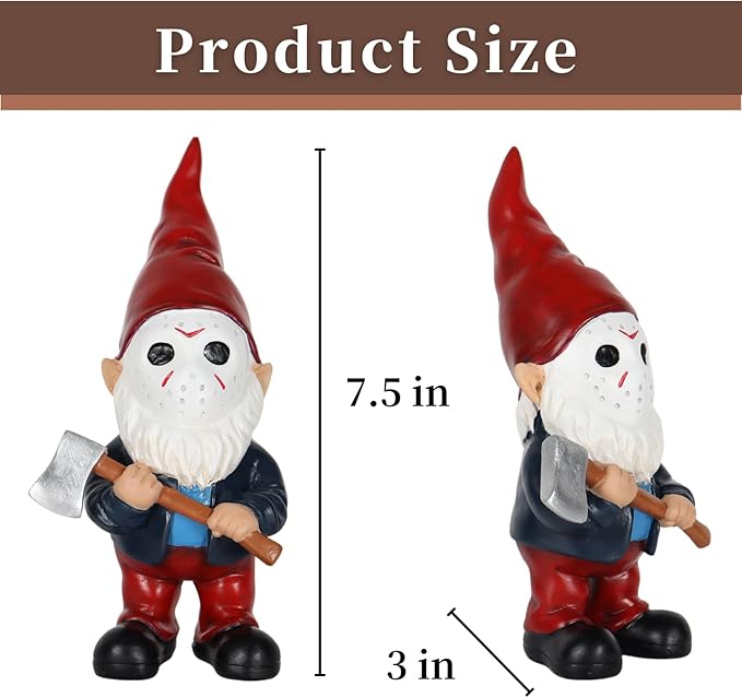 Garden Gnomes Table Decor Statue Holding Axe for Home Decoration Red
